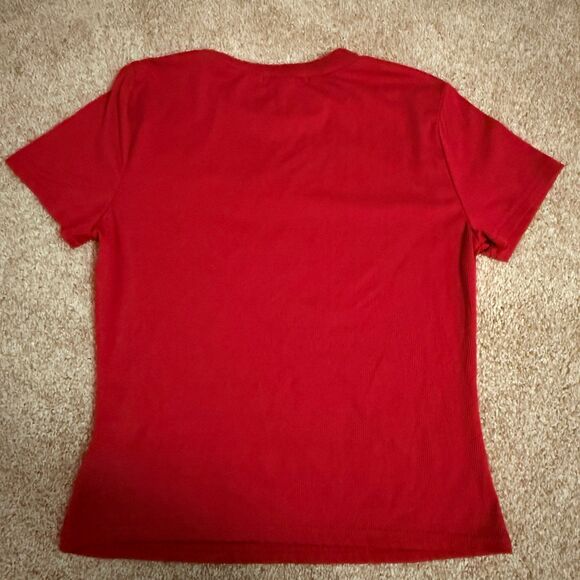 No Comment Hottie Red Stretch Crop Ribbed Tee Size Junior's Large - Picture 3 of 6